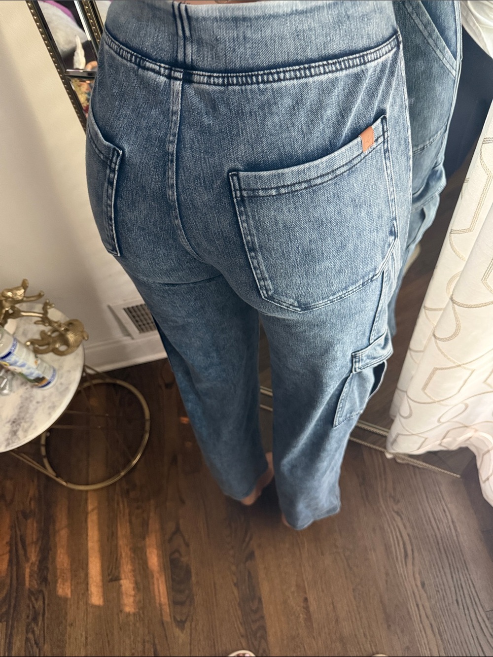 HALARA Light Blue Denim Boyfriend Cargo Jeans